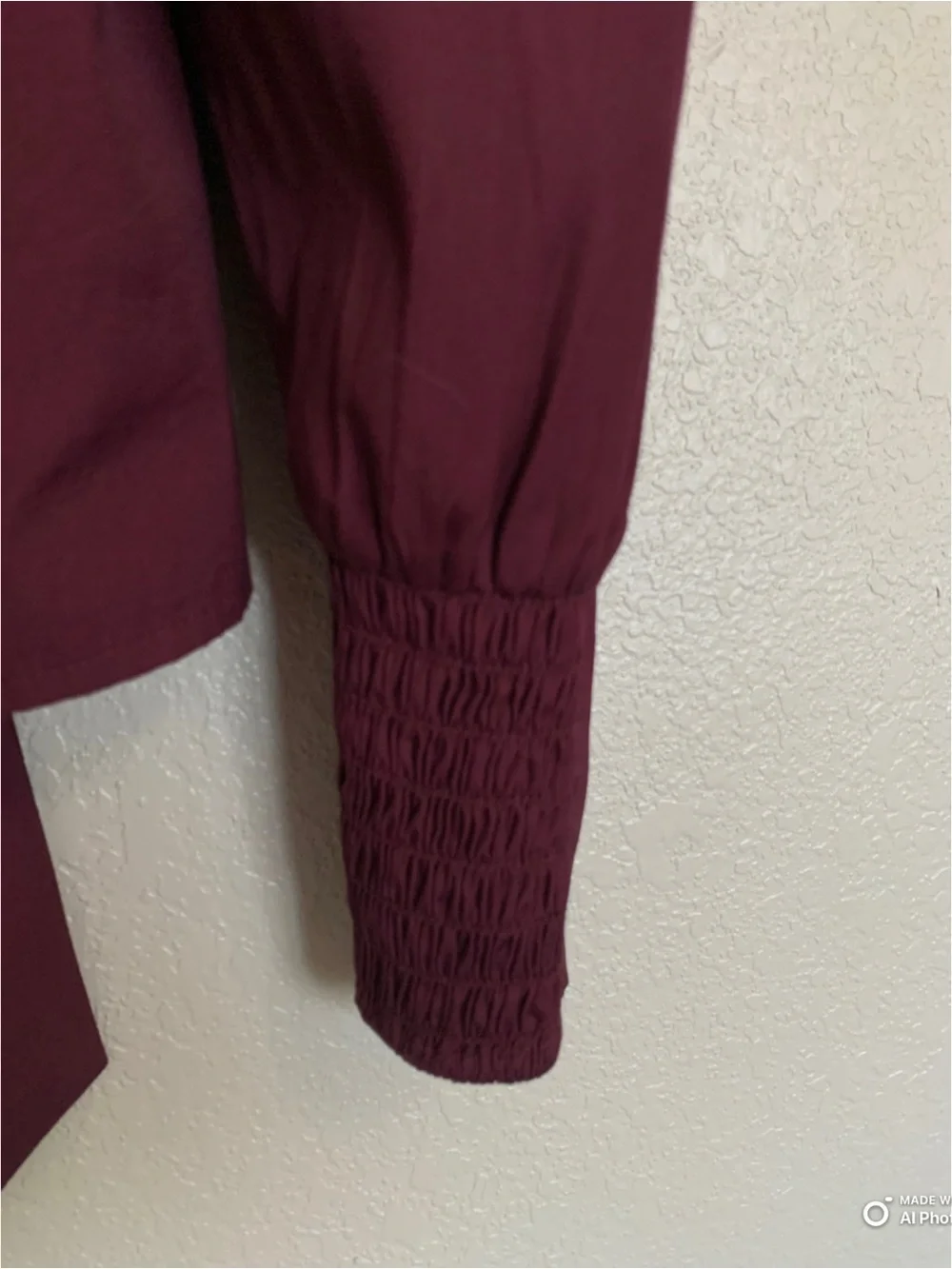Madewell Large V-Neck Button Front Top With Neck Tie in Dark Pomegranate NWT